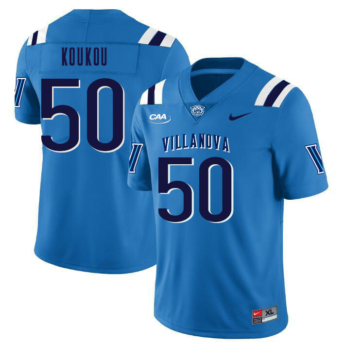 Men #50 AJ Koukou Villanova Wildcats College Football Jerseys Stitched Sale-Light Blue